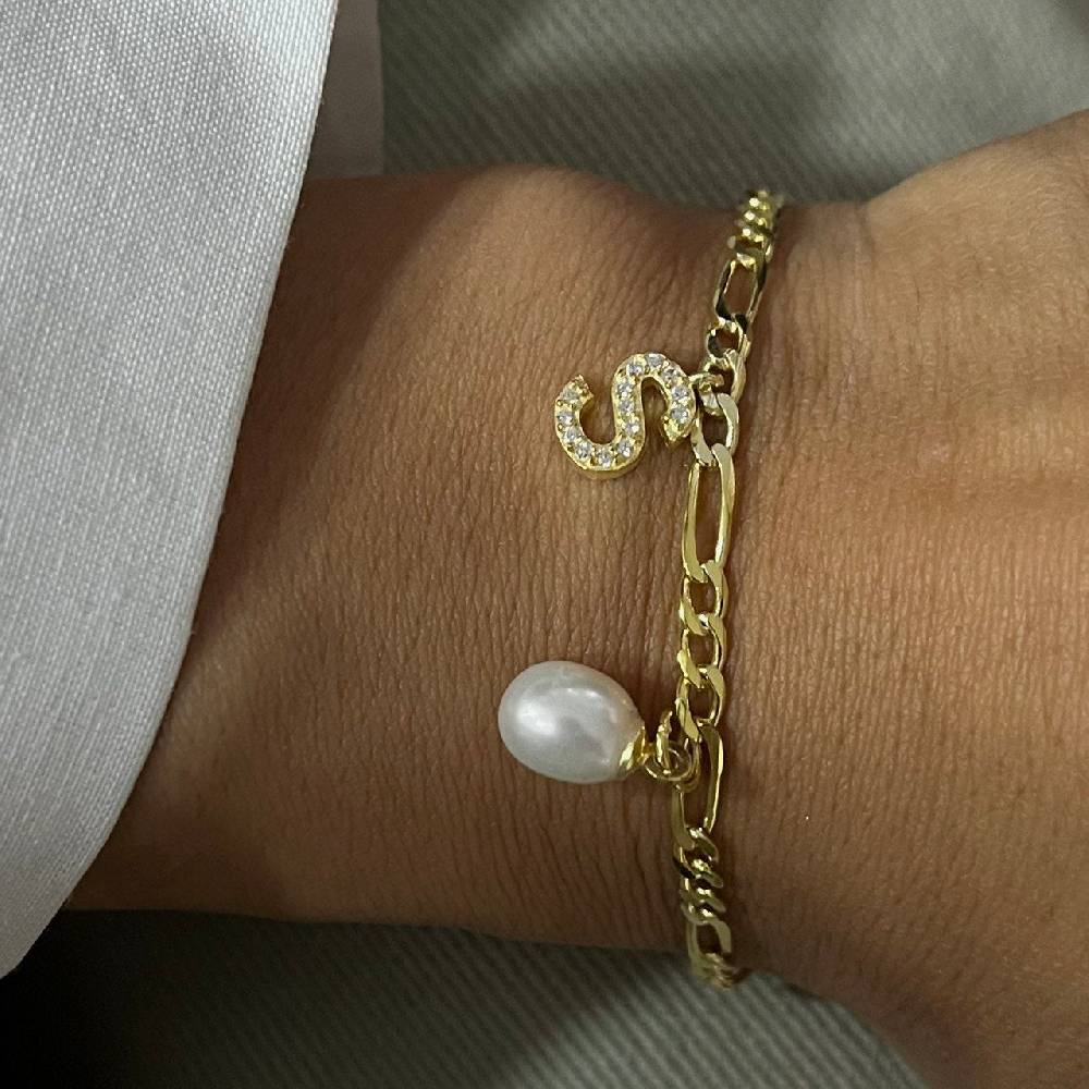 Kardelen Pearl Buchstaben Armkette - 925 SILBER Vatertagsangebot