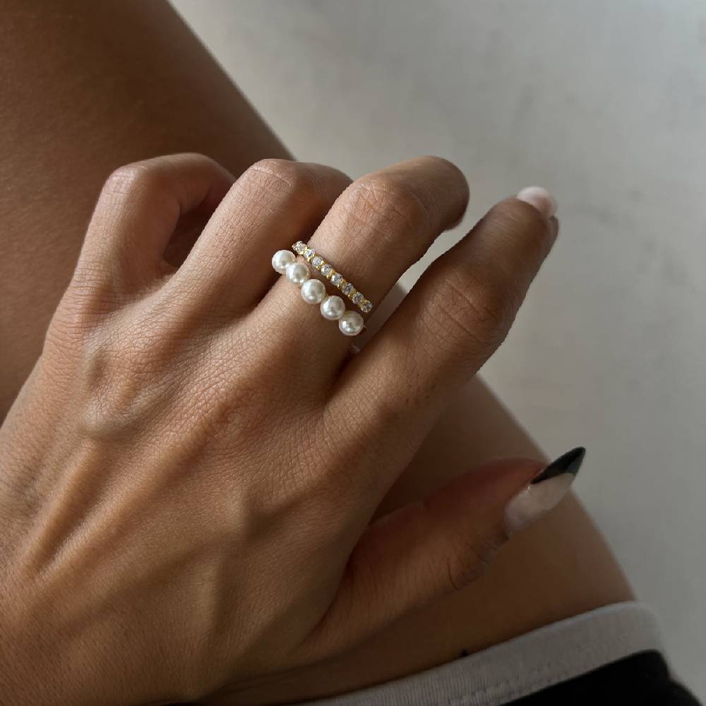 Kardelen Pointed Pearl Zirconia Ring - 925 SILBER Jubiläumsangebot