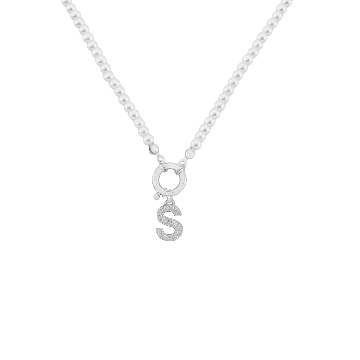 Kardelen Pearl Chain zirkonia Buchstaben Halskette - 925 SILBER Heißer Verkauf