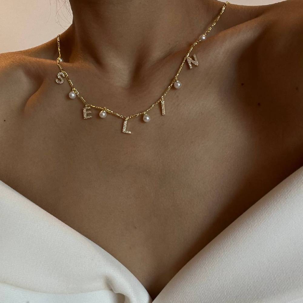 Kardelen CHOCKER NAMENSKETTE MIT PERLE - 925 SILBER Top Angebot