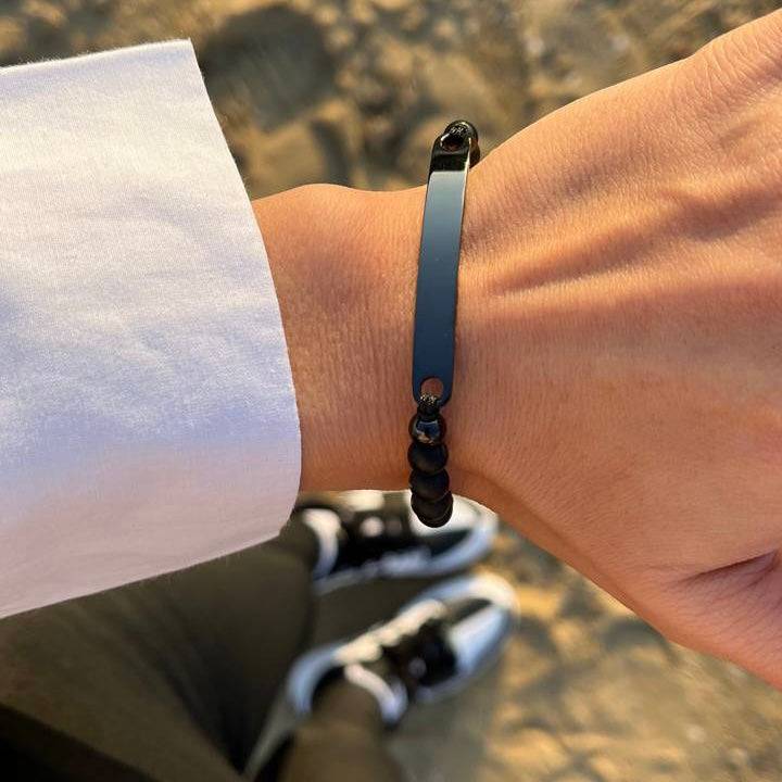 Kardelen ID-Partnerarmband mit Gravur - Pearl Black Super Sparpreis