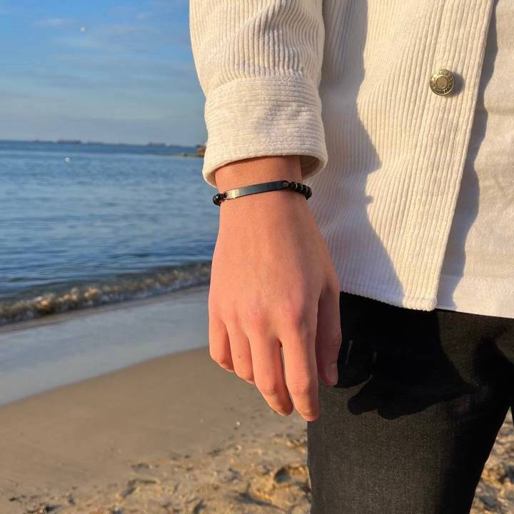 Kardelen ID-Partnerarmband mit Gravur - Pearl Black Super Sparpreis