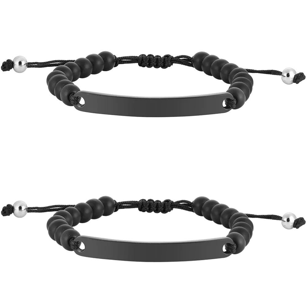 Kardelen ID-Partnerarmband mit Gravur - Pearl Black Super Sparpreis
