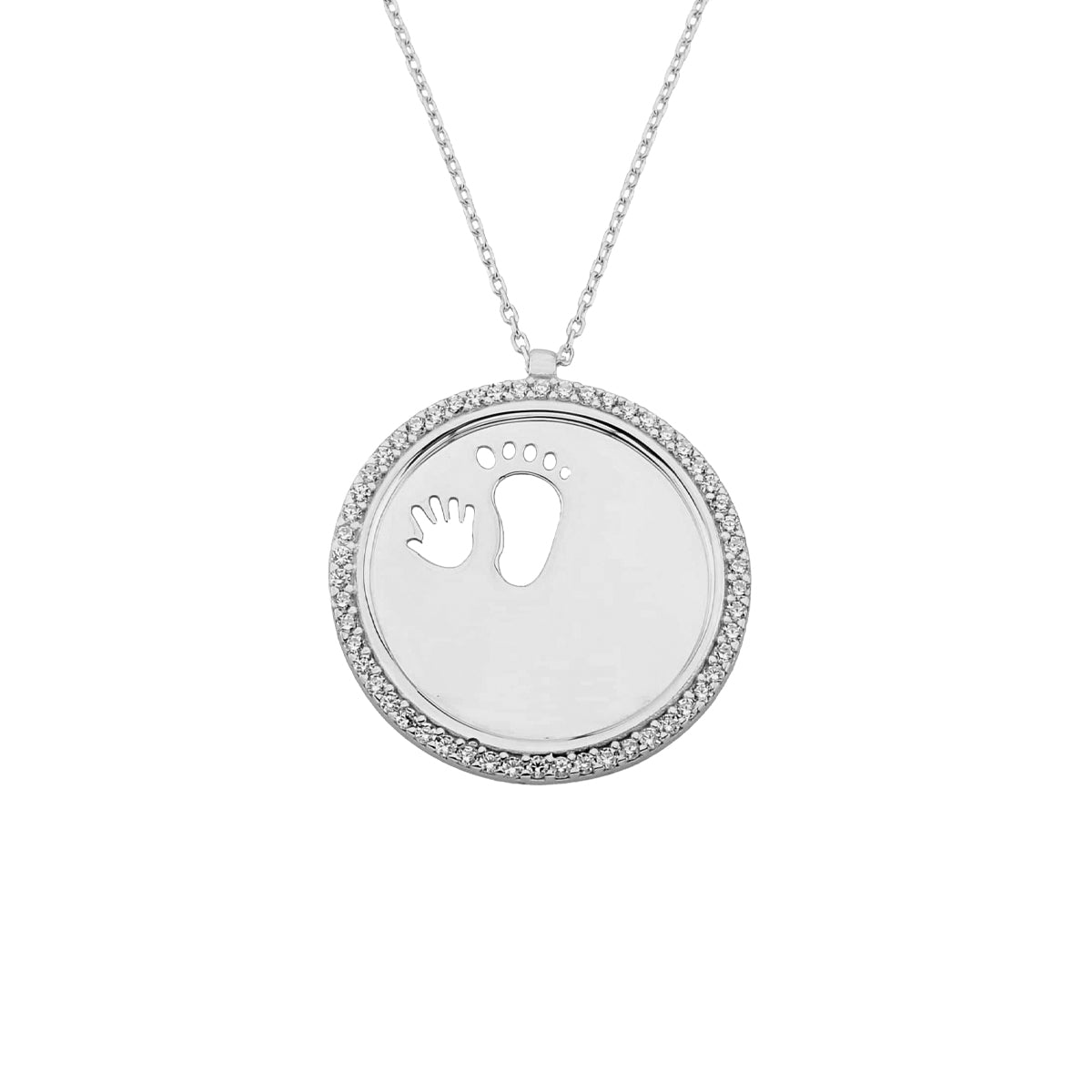 Kardelen Zirkonia Gravurkette Baby Handfuß - 925 SILBER Letzter Tag