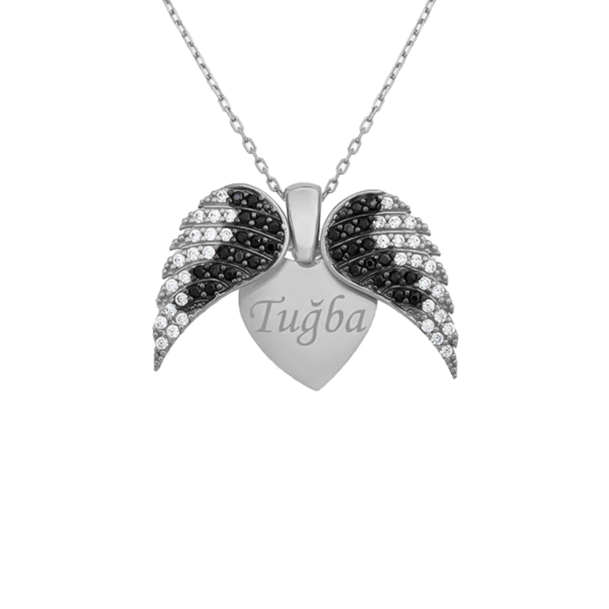 Kardelen Herz & Flügel Gravurkette - 925 SILBER Nur für heute