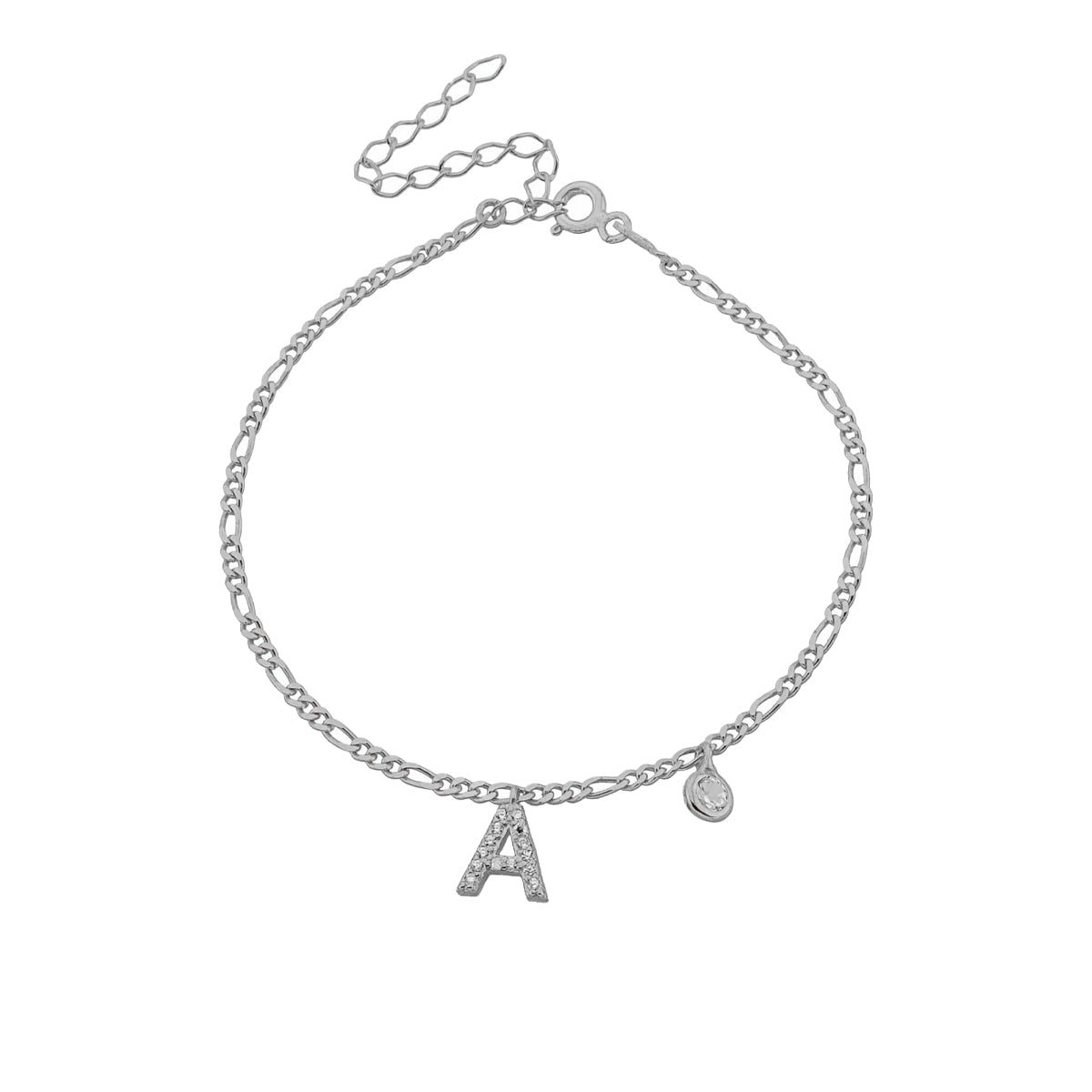 Kardelen Armkette Figaro Zirkonia mit Buchstabe - 925 SILBER Angebote