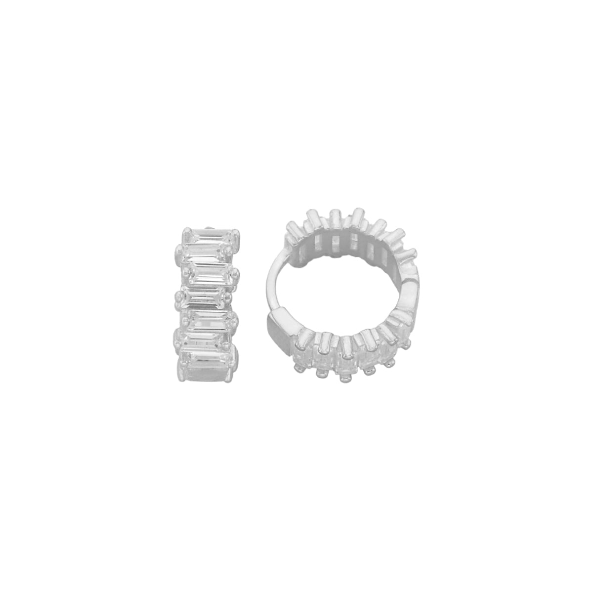 Kardelen Baguette Round Ohrring - 925 SILBER Großer Ausverkauf