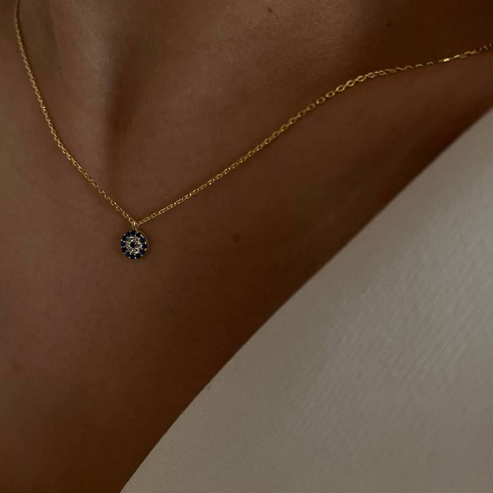 Kardelen Mini Nazar Zirkonia Halskette - 925 SILBER Preisnachlass