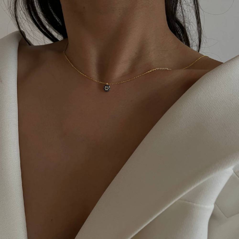 Kardelen Mini Nazar Zirkonia Halskette - 925 SILBER Preisnachlass