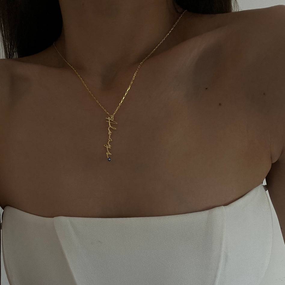 Kardelen Signaturkette mit Nazarauge - 925 SILBER Cyber Monday