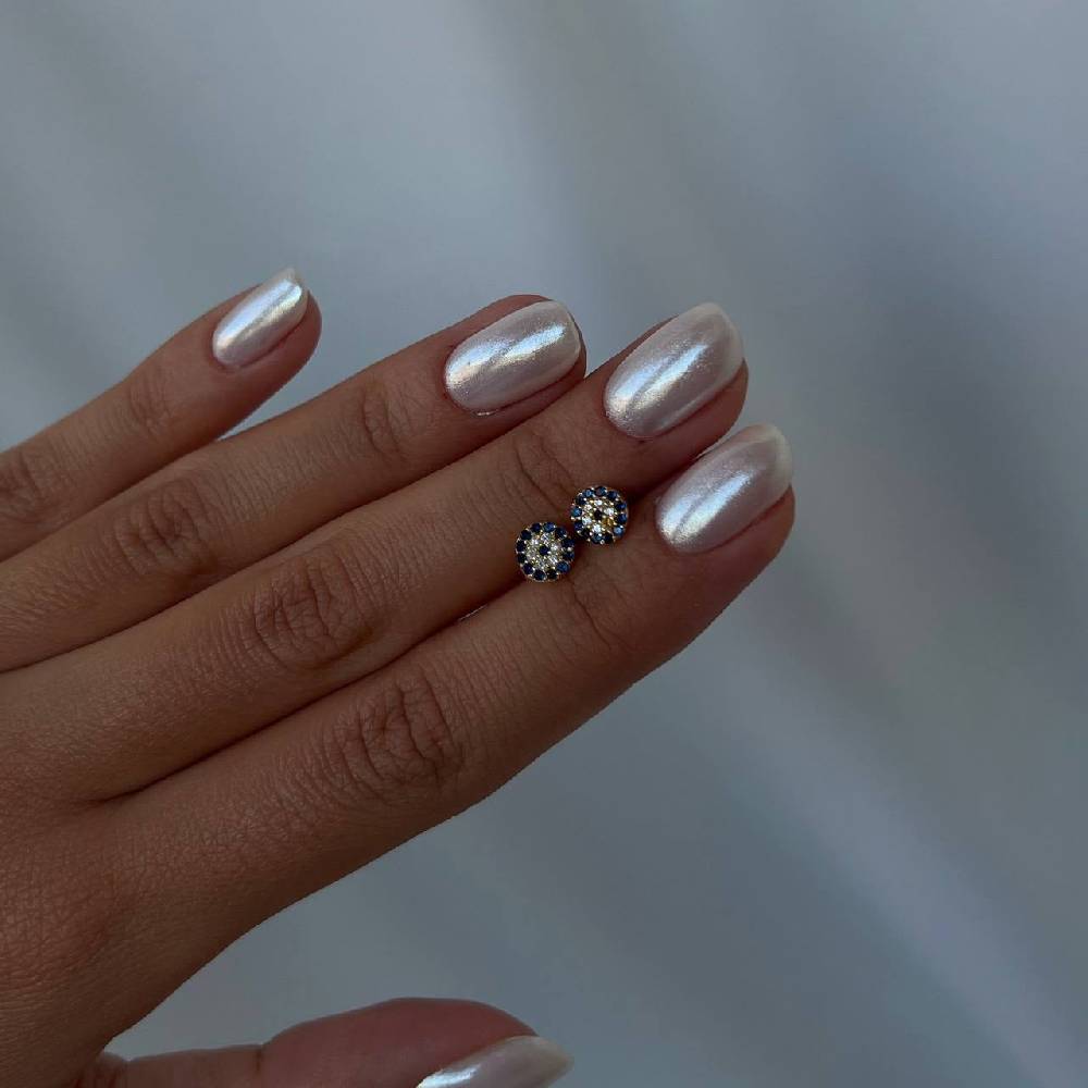Kardelen Round Nazar Eye Stud Ohrring - 925 SILBER Osterangebot