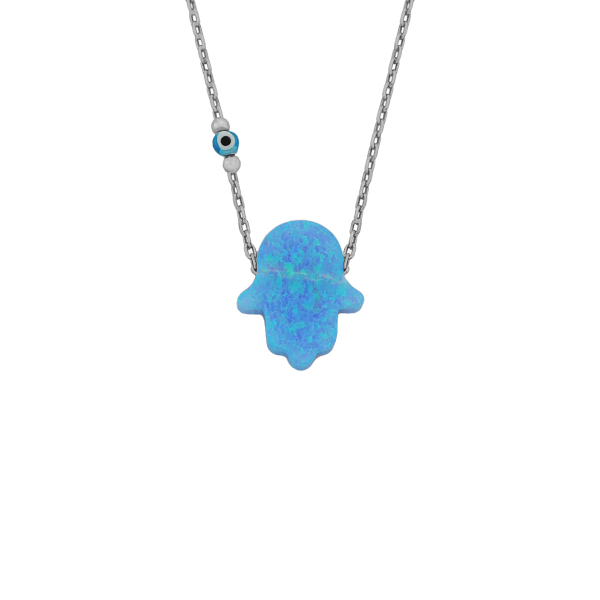 Kardelen Fatimas Hand Opal Kette mit Nazar - 925 SILBER Lagerräumung