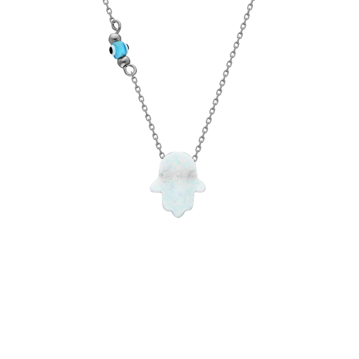 Kardelen Fatimas Hand Opal kette mit Nazar White - 925 SILBER Heißer Verkauf