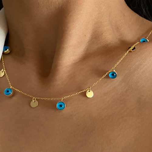 Kardelen Nazar Plättchen Kette - 925 SILBER Neueste Mode