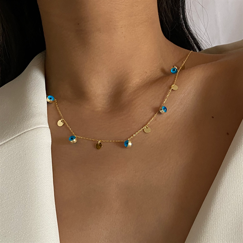 Kardelen Nazar Plättchen Kette - 925 SILBER Neueste Mode