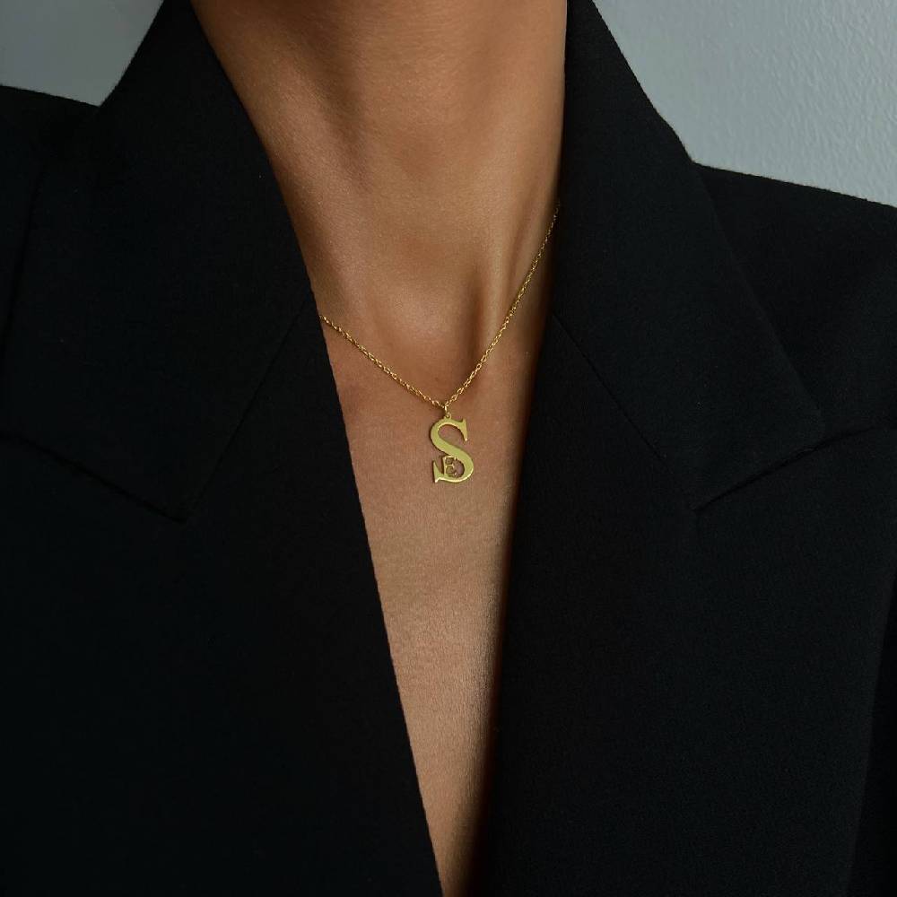 Kardelen Duo Initialen Necklace - 925 SILBER Riesige Ersparnisse