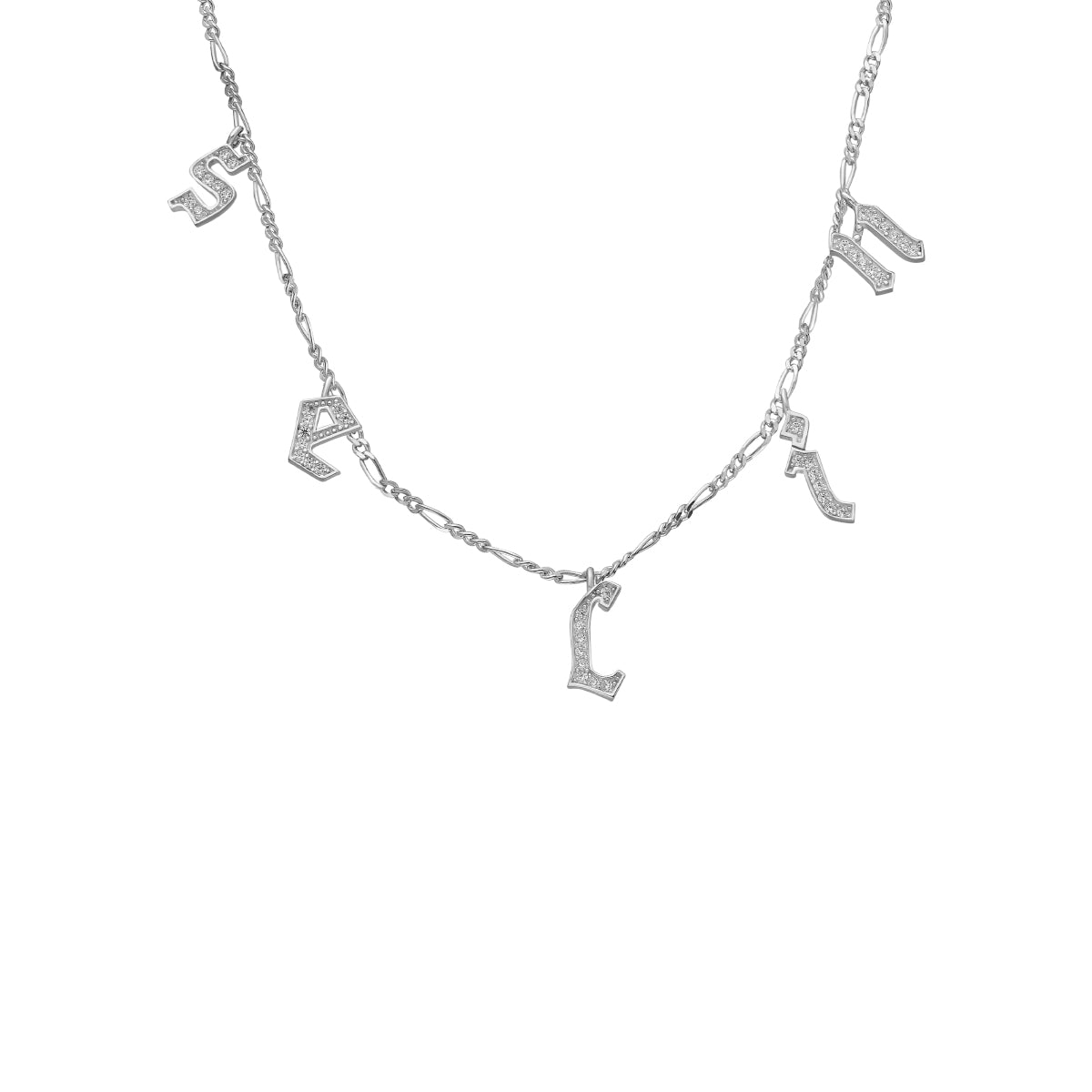 Kardelen Chocker Namenskette mit Zirkonia Gothic - 925 SILBER VIP-Rabatte