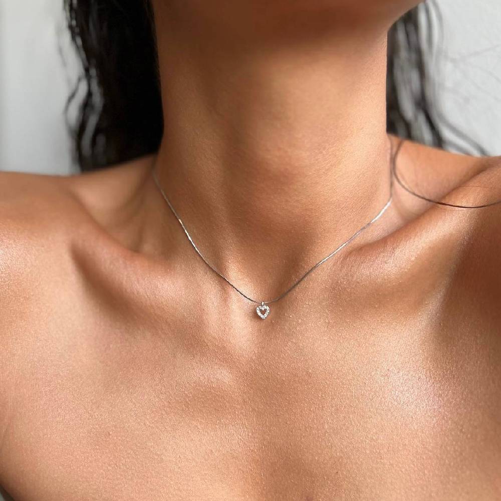 Kardelen MINI ZIRKONIA HERZ HALSKETTE - 925 SILBER Super Sparpreis