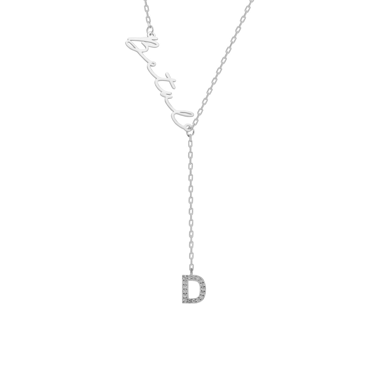 Kardelen Namenskette Y mit Zirkonia Buchstabe - 925 SILBER Letzter Tag