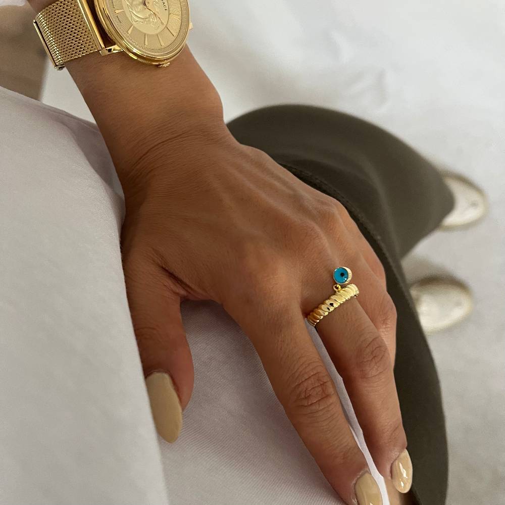 Kardelen Burma Nazar Ring - 925 SILBER Sonderangebot der Fabrik