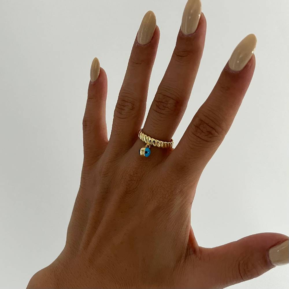 Kardelen Burma Nazar Ring - 925 SILBER Sonderangebot der Fabrik