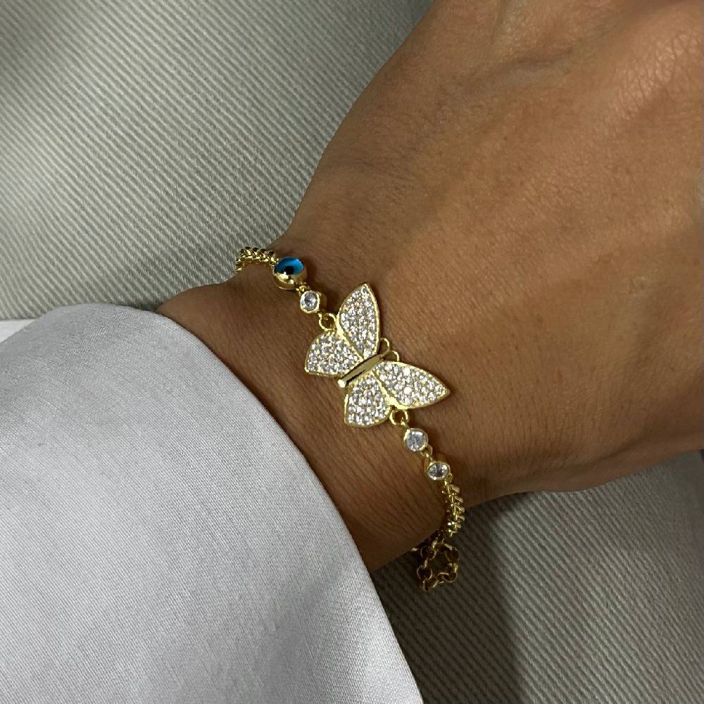 Kardelen Butterfly Nazar Armkette - 925 SILBER Discount Store für neue Produkte