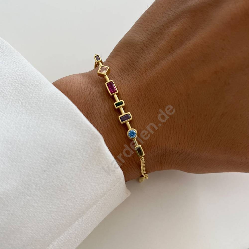 Kardelen Colorfull Stein Armkette - 925 SILBER Nur noch ein Tag übrig