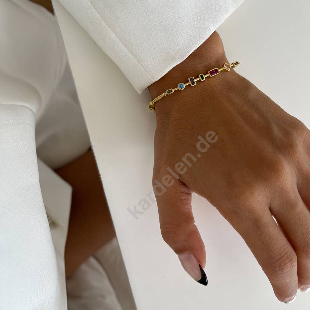 Kardelen Colorfull Stein Armkette - 925 SILBER Nur noch ein Tag übrig