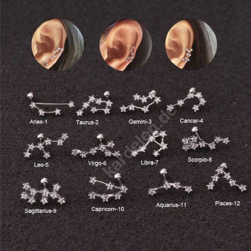Kardelen STERNZEICHEN ZIRKONIA PIERCING - 925 SILBER Top Angebot