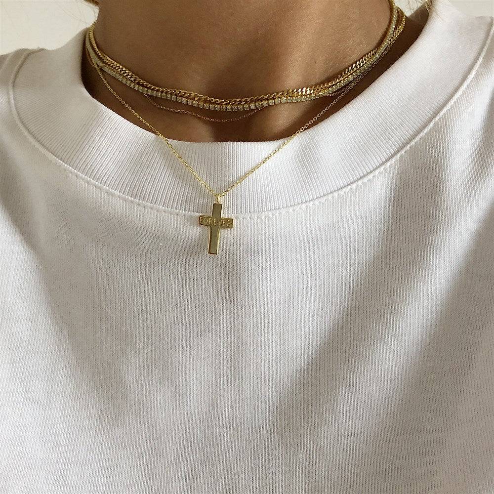 Kardelen Kreuzkette mit Name - 925 SILBER Super Sparpreis