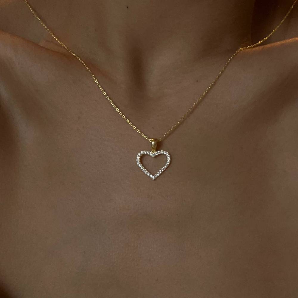 Kardelen Full Zirkonia Herz Kette - 925 SILBER Letzte 3 Tage