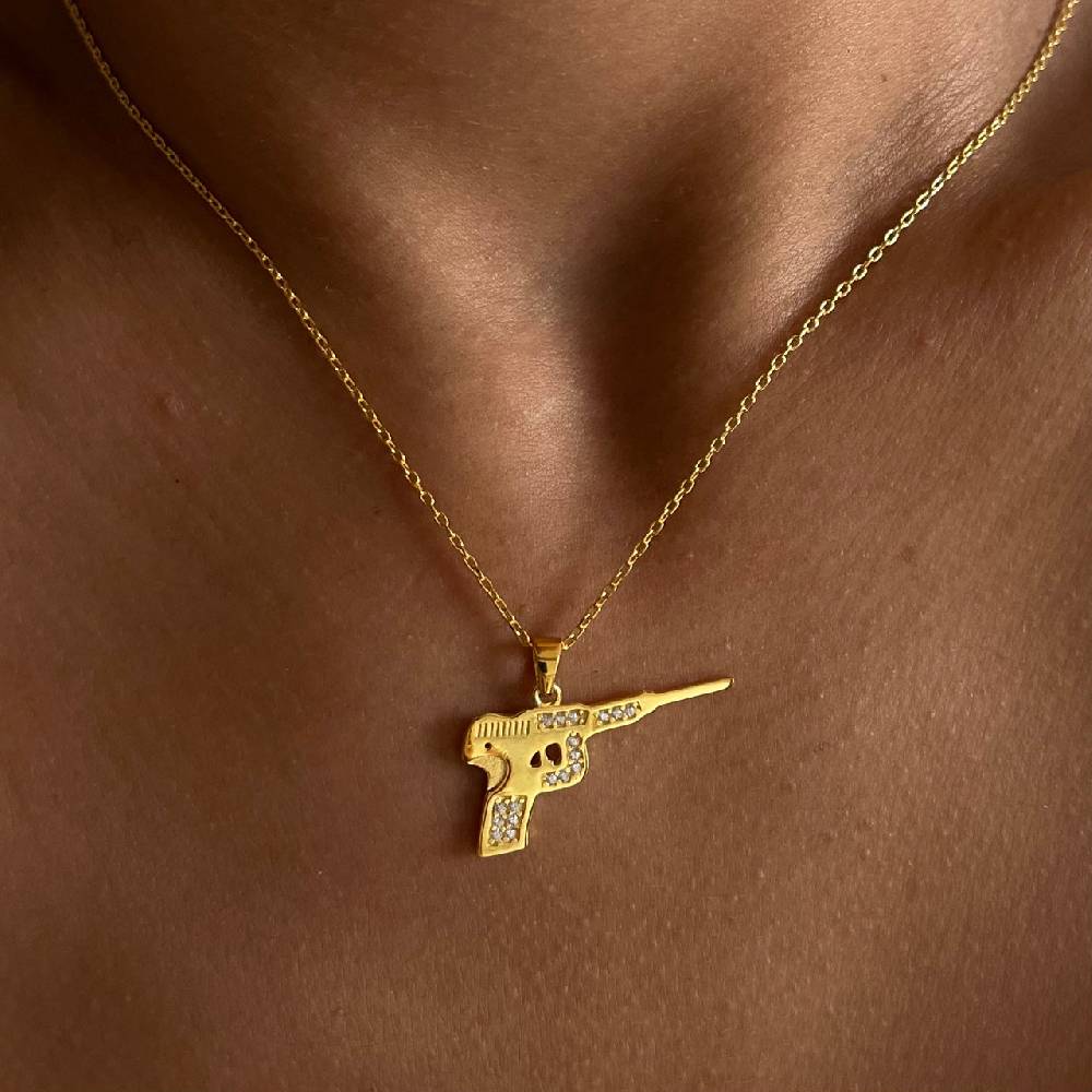 Kardelen Pistole Kette mit Zirkonia - 925 SILBER Bis zu 65% Rabatt
