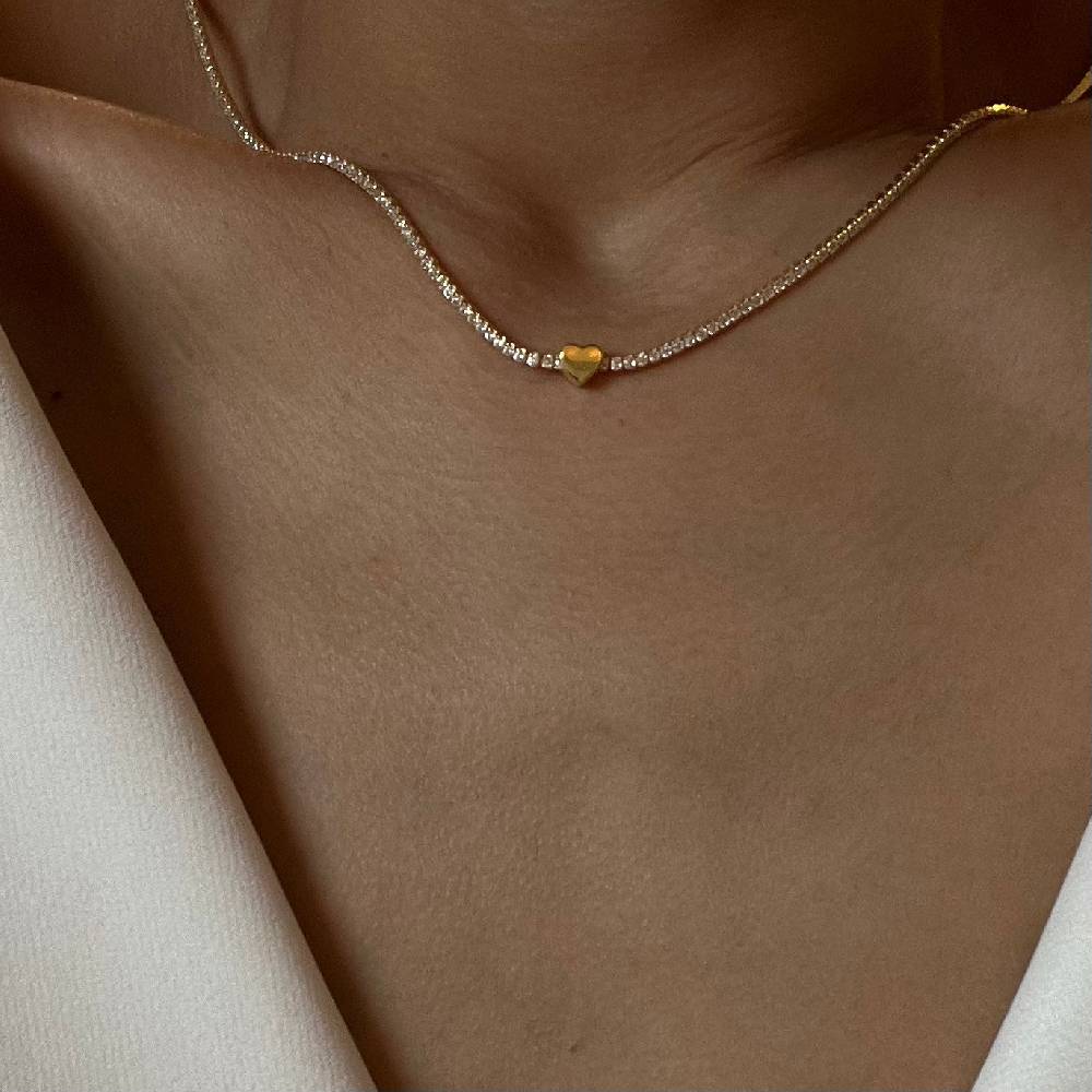 Kardelen Chain Strass herzkette - 925 SILBER Rabatte dieses Monats