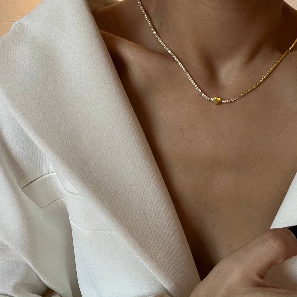 Kardelen Chain Strass herzkette - 925 SILBER Rabatte dieses Monats
