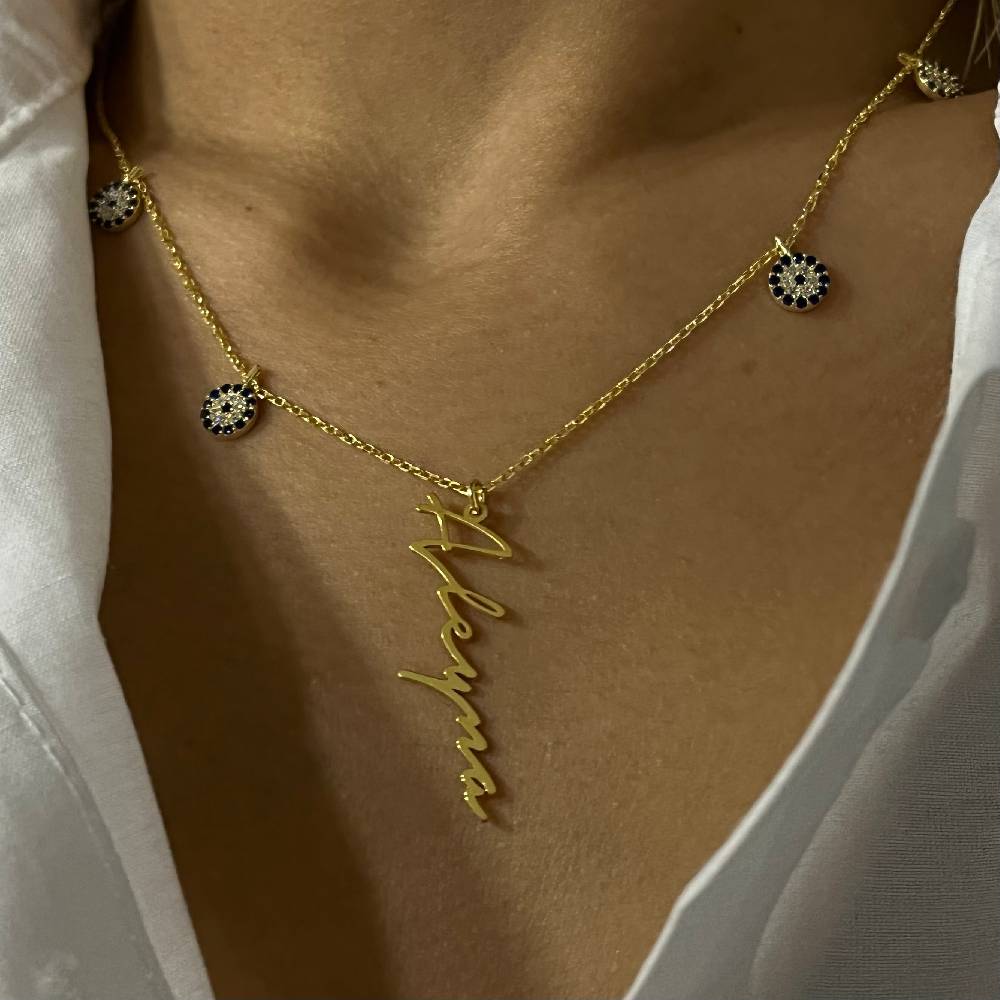Kardelen Nazar x Signatur Kette - 925 SILBER Auslauf