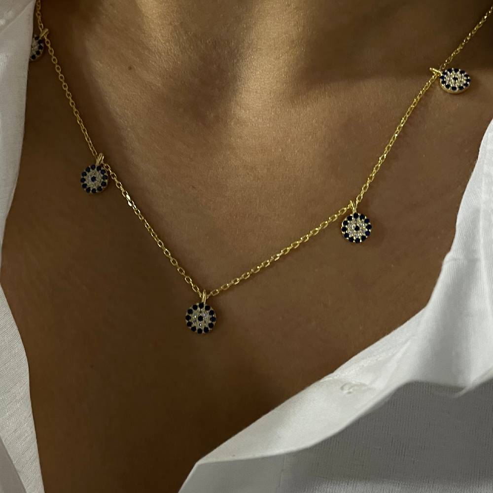 Kardelen Nazar Chocker 5er Kette - 925 SILBER Lagerräumung