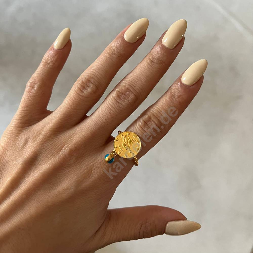 Kardelen 14K GOLD CEYREK RING MIT NAZAR JETZT KAUFEN