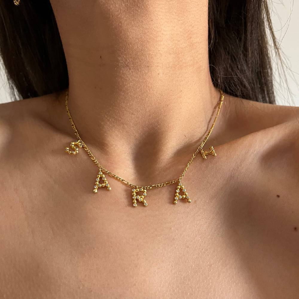 Kardelen Chocker Ball Zirkonia Namenskette - 925 SILBER Rabatt