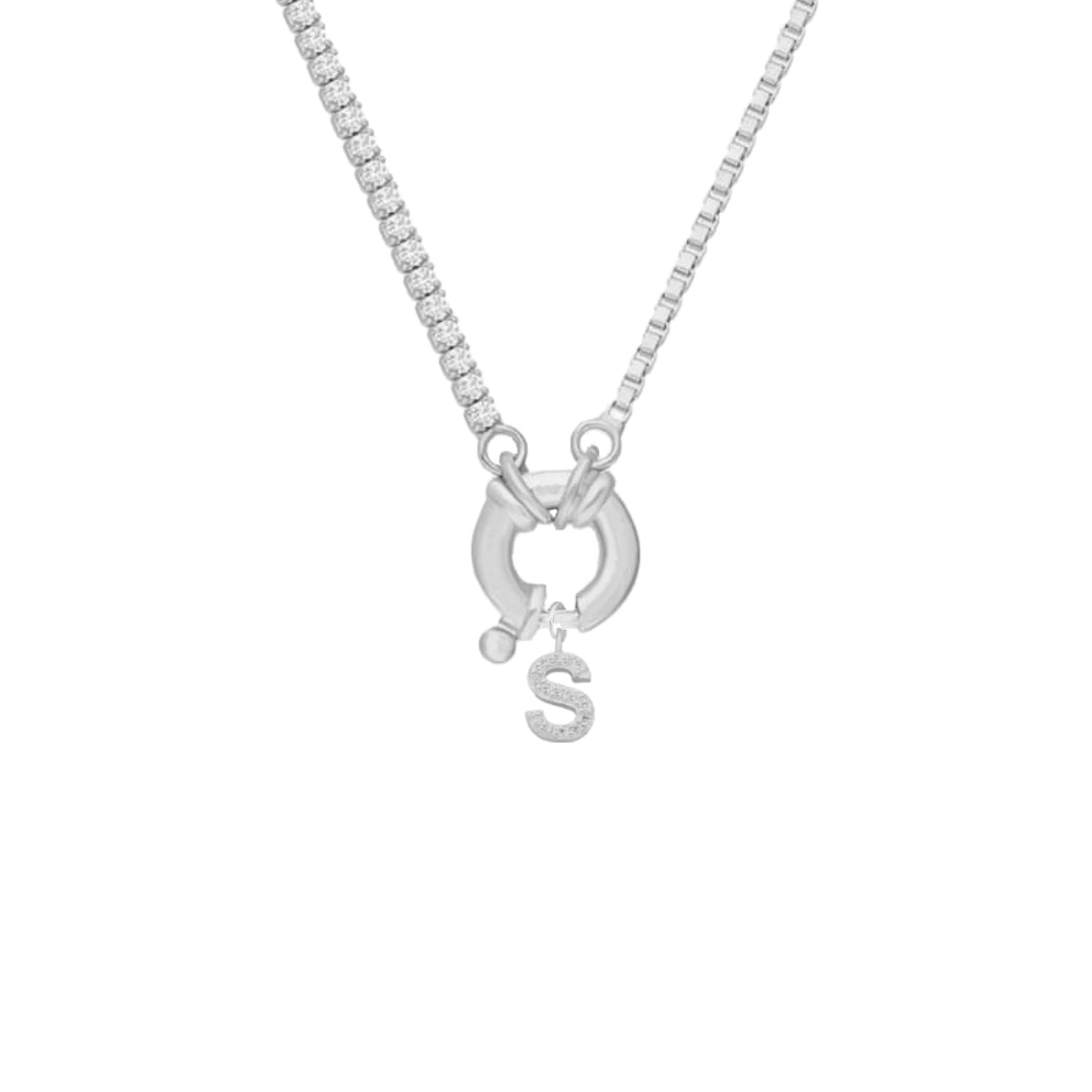 Kardelen Chain Design Iced-Buchstabe - 925 SILBER Online Shopping