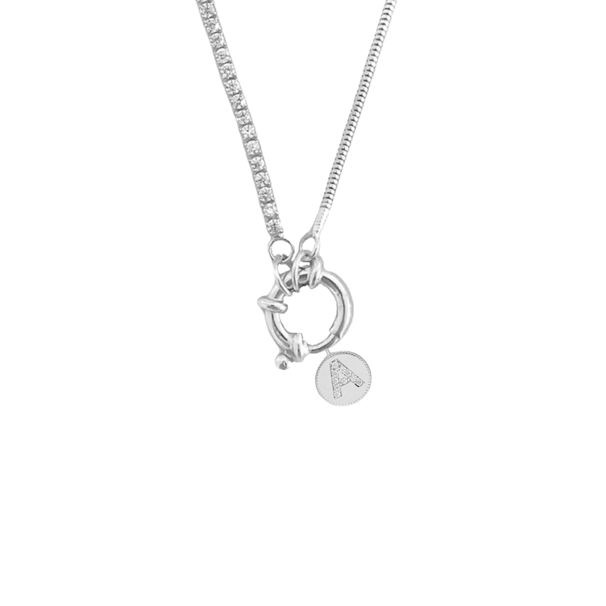 Kardelen Chain Design Italia Iced Round Zirkonia Buchstabenkette - 925 SILBER Black Friday