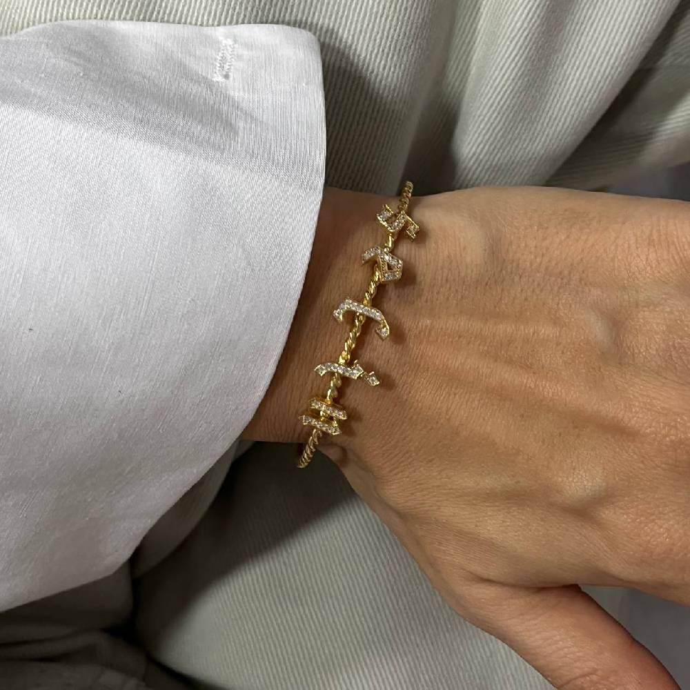 Kardelen Burma Armband mit Zirkonia Buchstaben Gothic - 925 SILBER Cyber Monday