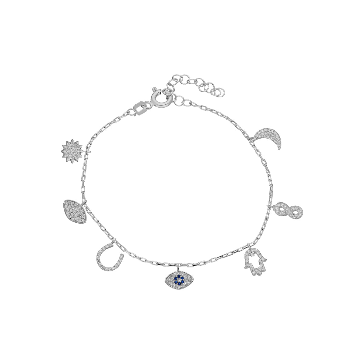 Kardelen Nazar Armband mit Sieben Charm - 925 SILBER Weihnachtsangebot
