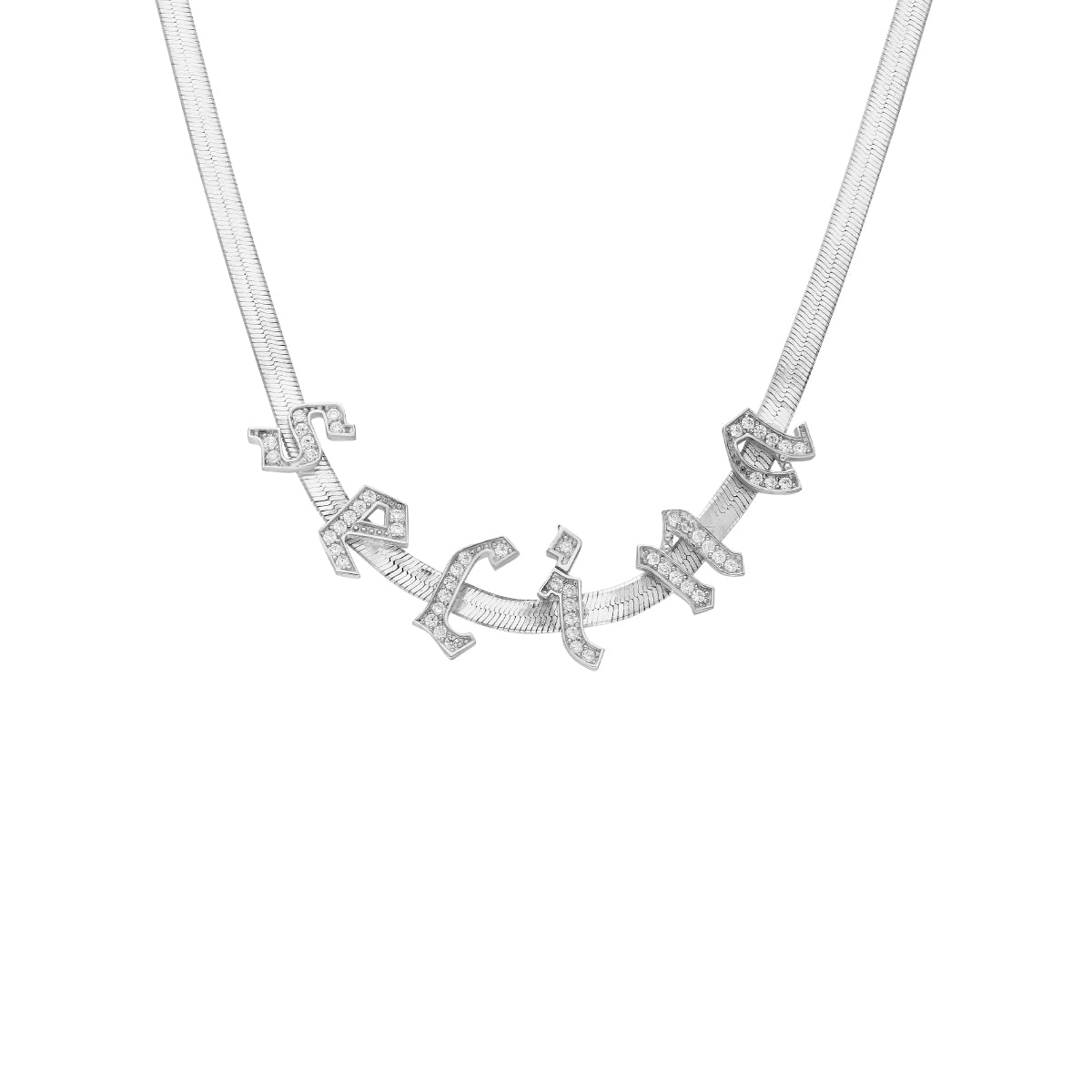 Kardelen Gothic Zirkonia Buchstaben Snakekette - 925 SILBER Muttertagsangebot