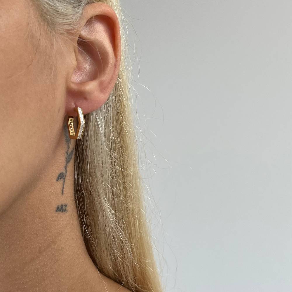 Kardelen Fünfeckige Ohrring mit Zirkonia - 925 SILBER Saisonale Angebote