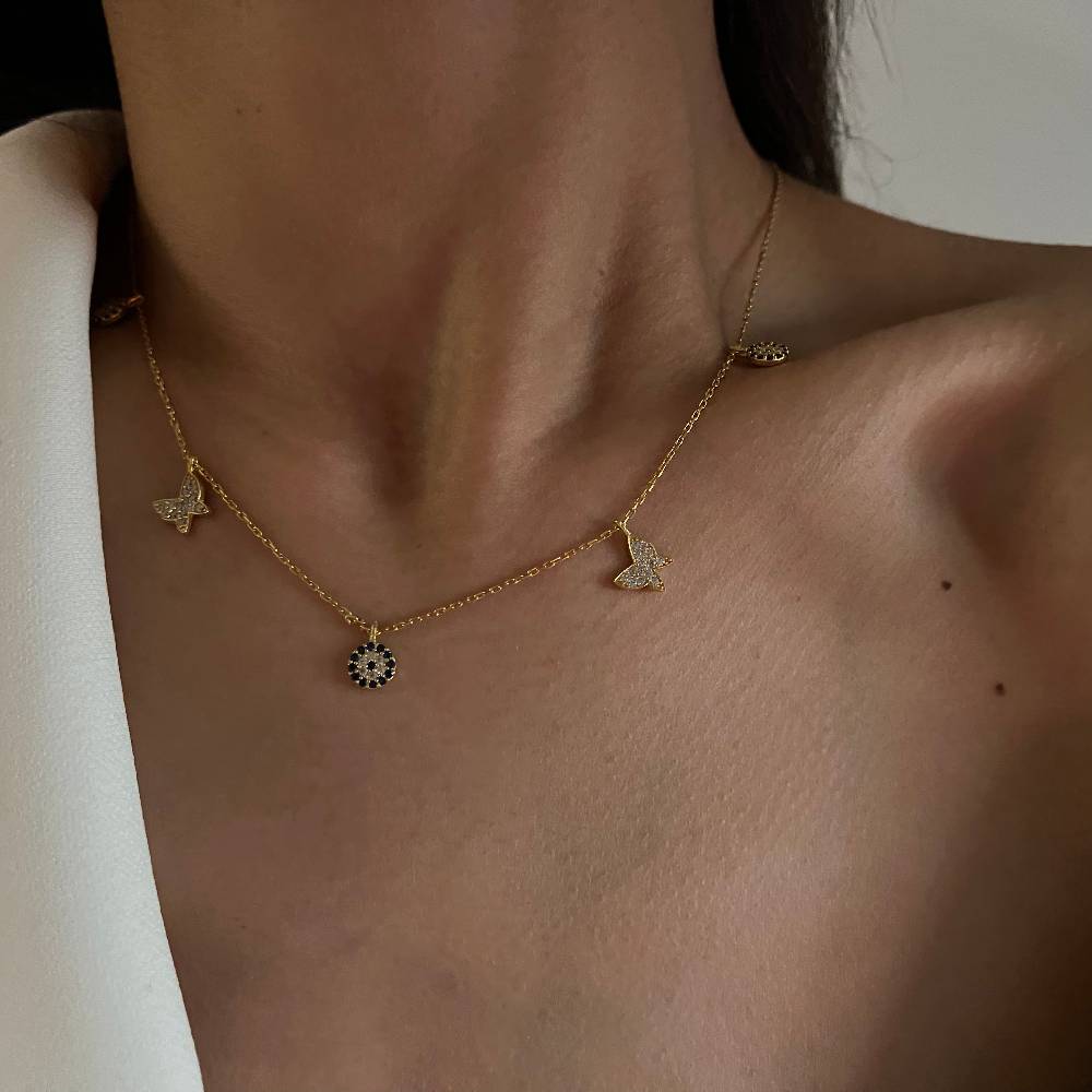 Kardelen Nazar X Butterfly Kette - 925 SILBER Clearance-Verkauf