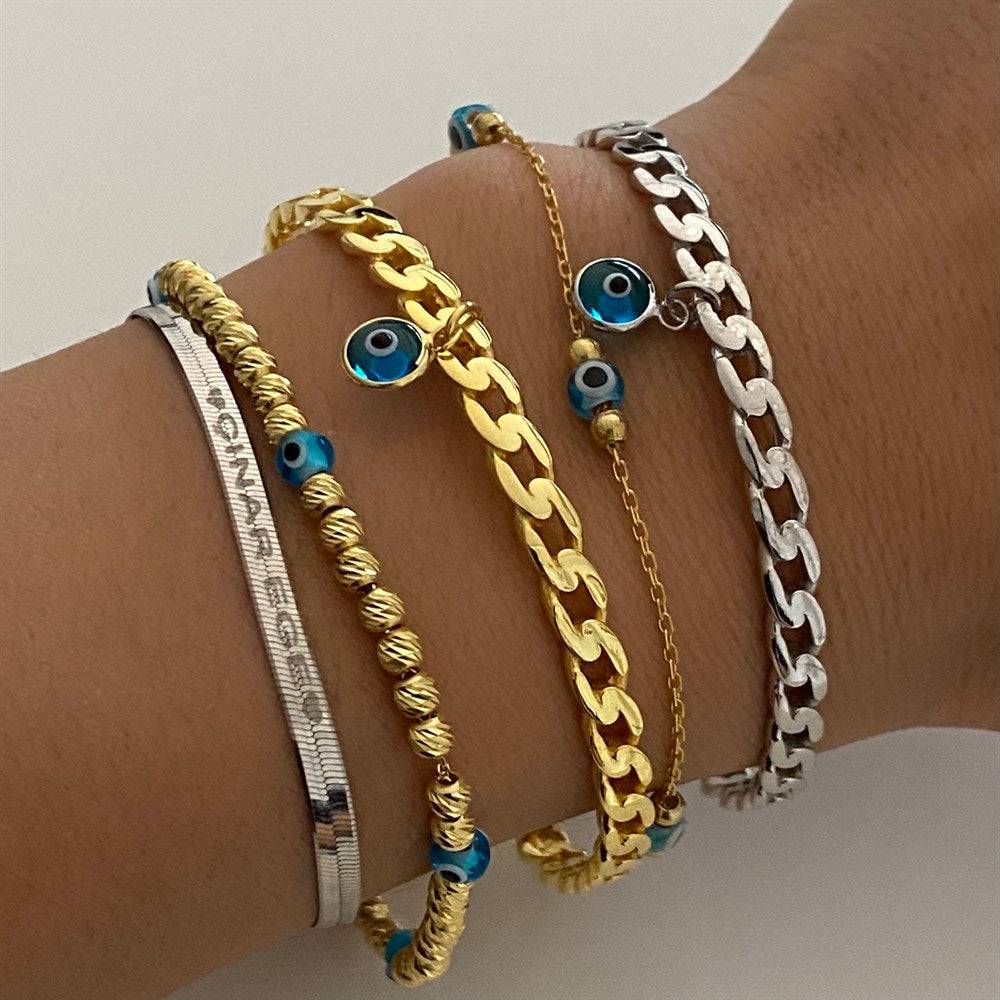 Kardelen Armreifen mit Nazar - 925 SILBER Black Friday Preise