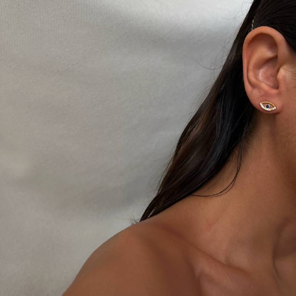 Kardelen Blue Eye stecker Ohrring - 925 SILBER 50% Rabatt für begrenzte Zeit