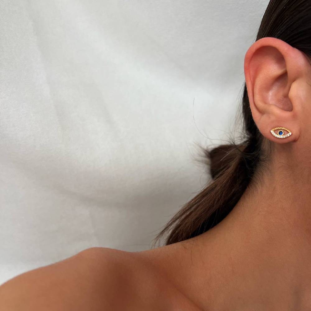 Kardelen Blue Eye stecker Ohrring - 925 SILBER 50% Rabatt für begrenzte Zeit