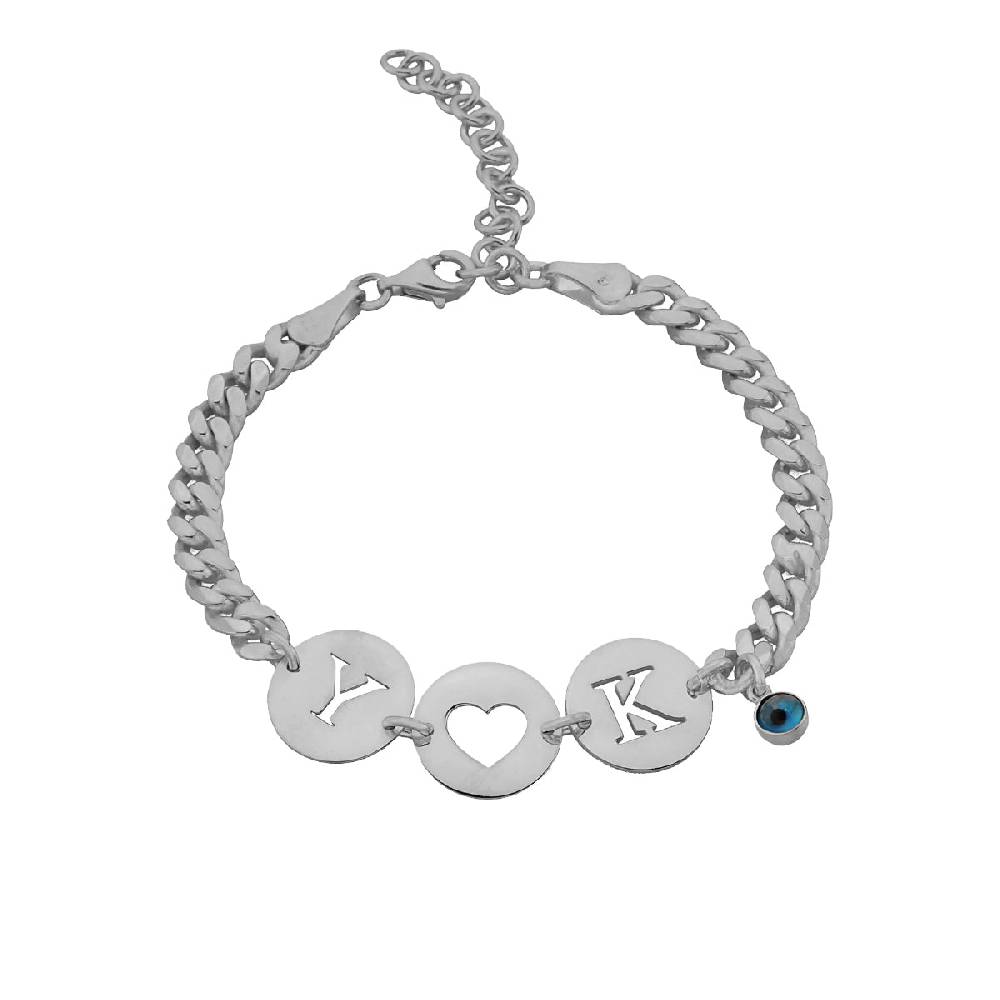 Kardelen Gourmet Armband mit Initialen und Nazar - 925 SILBER Auslauf