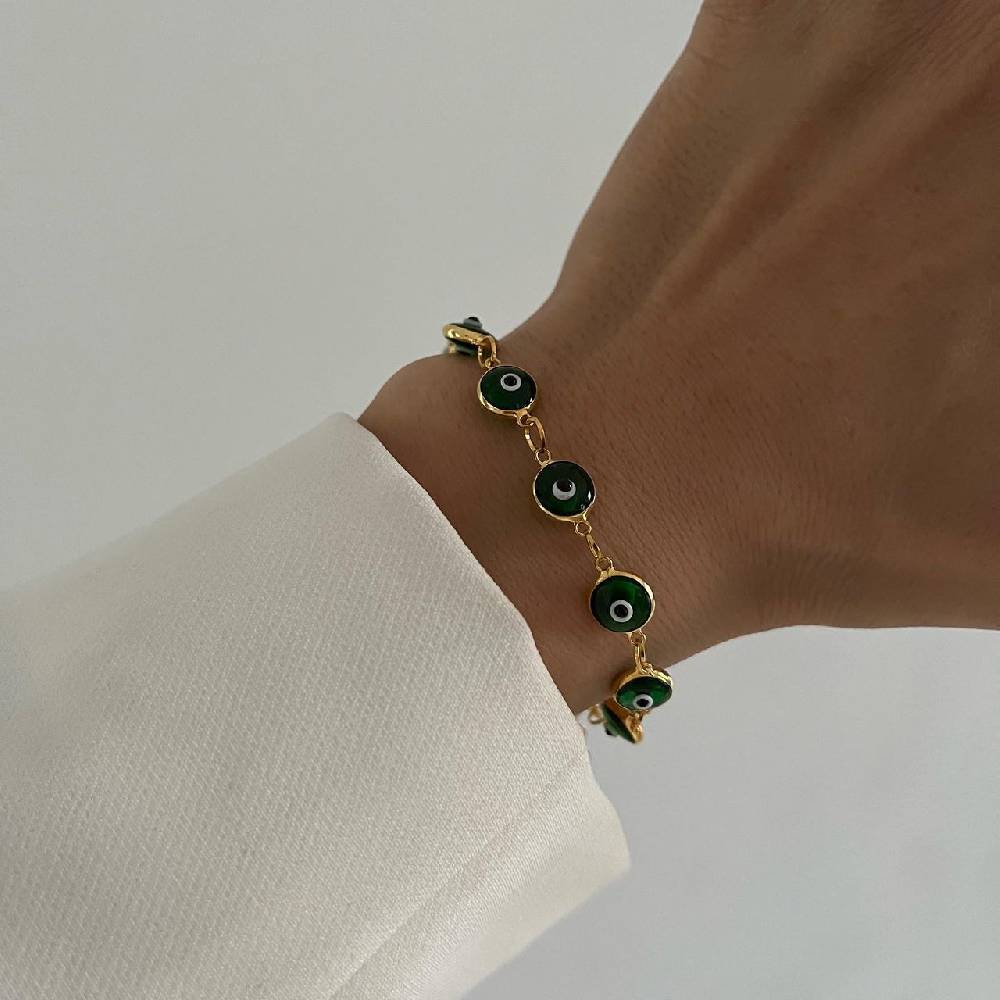 Kardelen Grande Green Nazar Armkette - 925 SILBER Neueste Mode